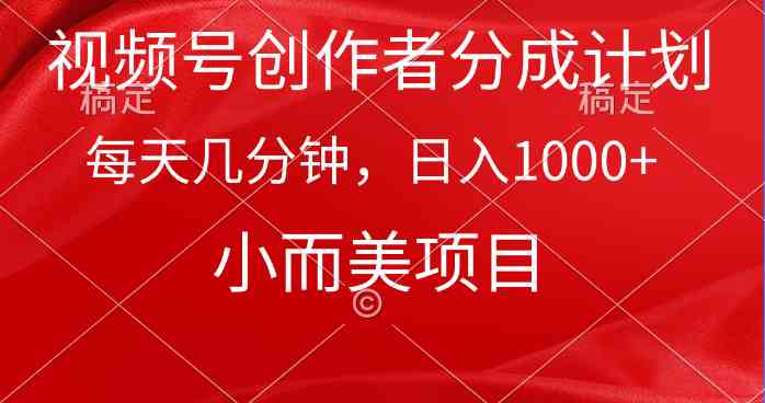 （9778期）视频号创作者分成计划，每天几分钟，收入1000+，小而美项目-东南兔资源网